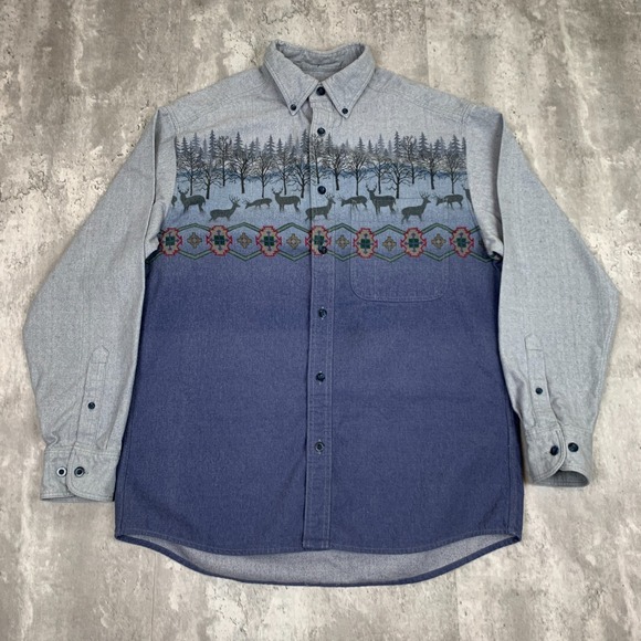 Cabela's Other - Vintage Cabela's Long Sleeve Shirt Size M Grey Deerskin Soft Chamois Button Up